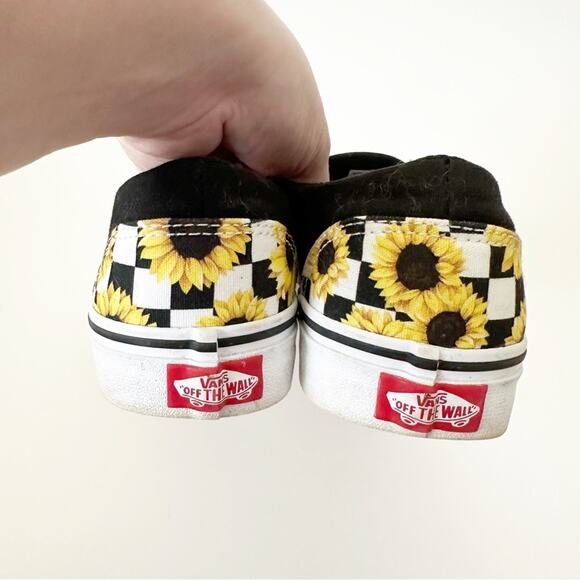 Vans Checker Flower Sunflower Slip On Skate Sneakers - Picture 8 of 8
